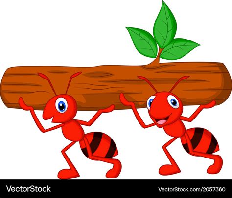 ant cartoon|cartoon ants on a log.